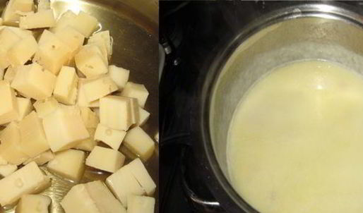 фенхель с сырным фондю и сыровяленой ветчиной