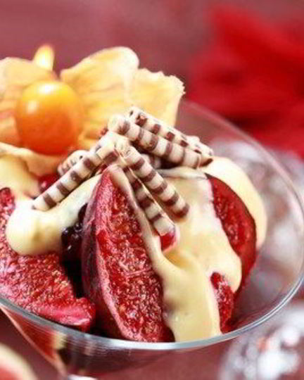 Рецепт инжира и малина в креме из лавандового меда