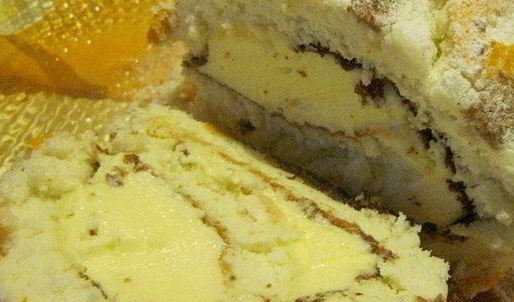 рулет бисквитный с творожным кремом