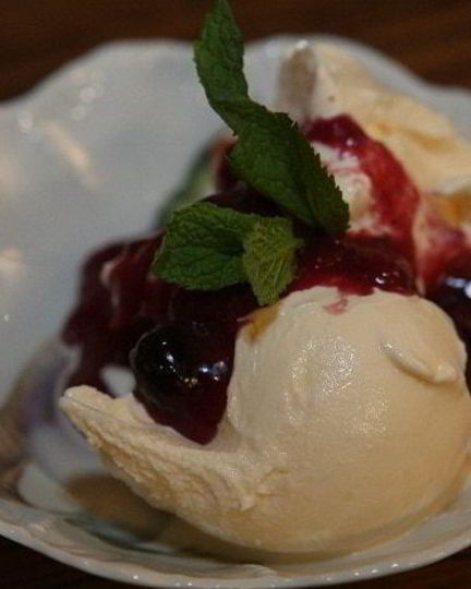 Рецепт мороженого из козьего йогурта с ягодным соусом