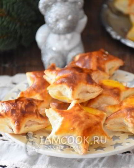 Рецепт звездочек из слоеного теста с муссом из тунца