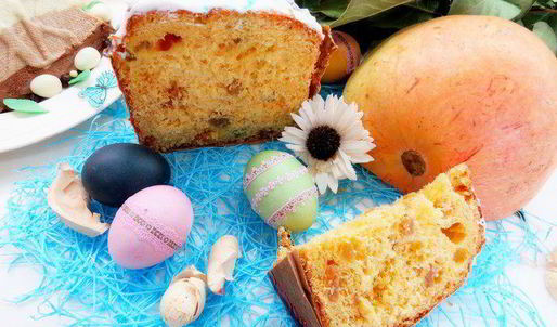 тыквенный кулич с лавандовой сливочной глазурью