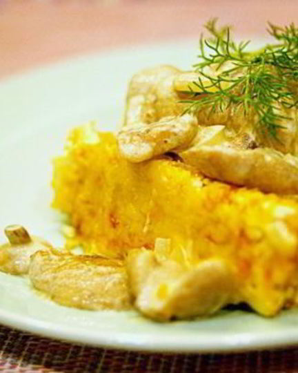 Рецепт суфле из овощей под маслятами в сметане