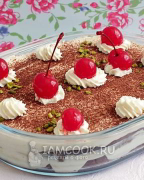 Тирамису на шоколадном бисквите без яиц