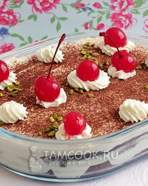 Тирамису на шоколадном бисквите без яиц