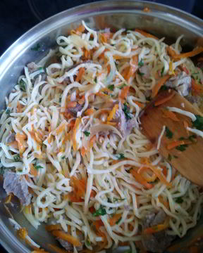 Домашняя лапша с мясом