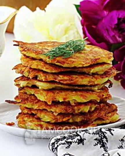 Рецепт картофельных драников с колбасой и сыром