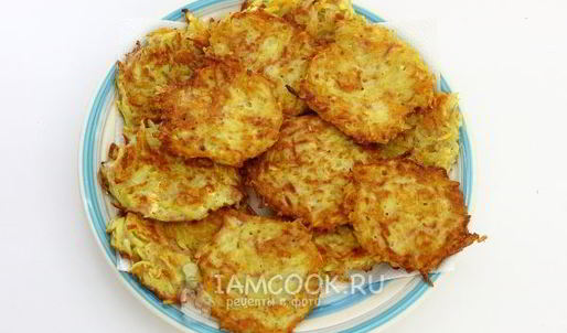 картофельные драники с колбасой и сыром