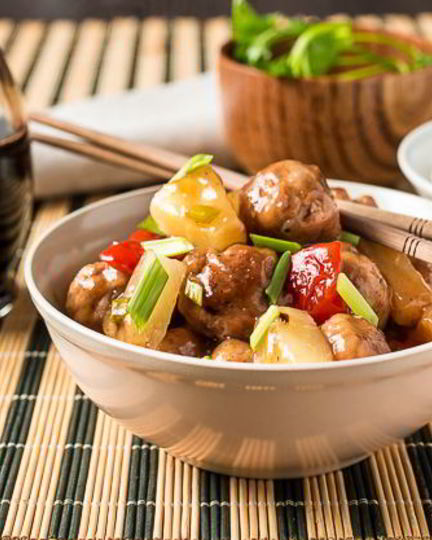 Рецепт фрикаделек с ананасами в кисло-сладком соусе