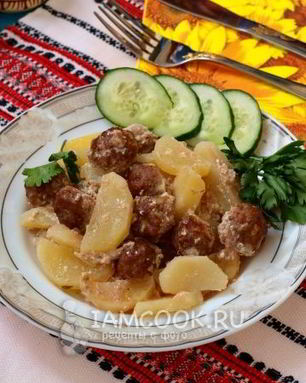 Фрикадельки с картошкой в духовке