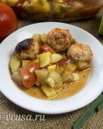 Фрикадельки в духовке с овощами