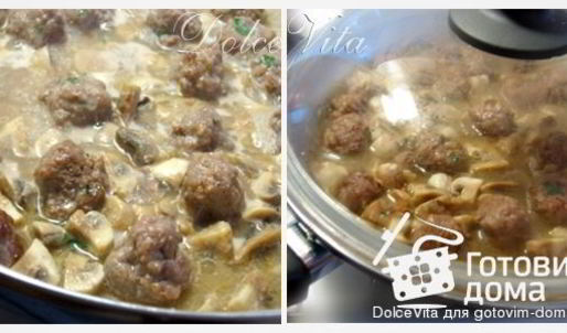 фрикадельки в соусе с шампиньонами