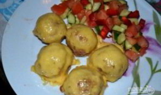 фрикадельки в сырной шубке