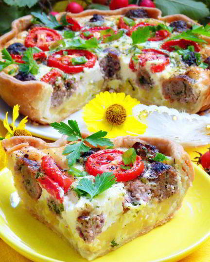 Рецепт киша с фрикадельками