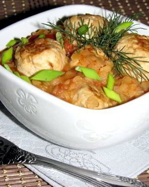 Куриные фрикадельки с чечевицей