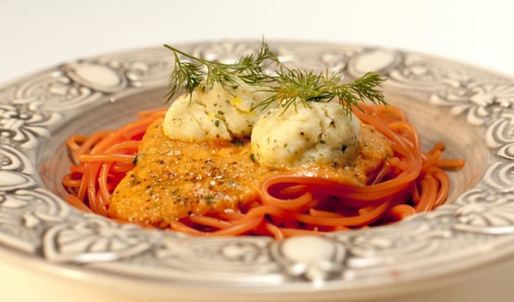 спагетти с фрикадельками из трески