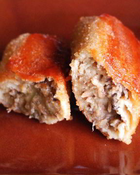 Блинные крокеты с шампиньонами и сыром