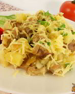 Картофель отварной с индюшиным мясом и сыром