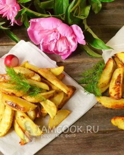 Рецепт картофеля по-деревенски с чесноком в духовке