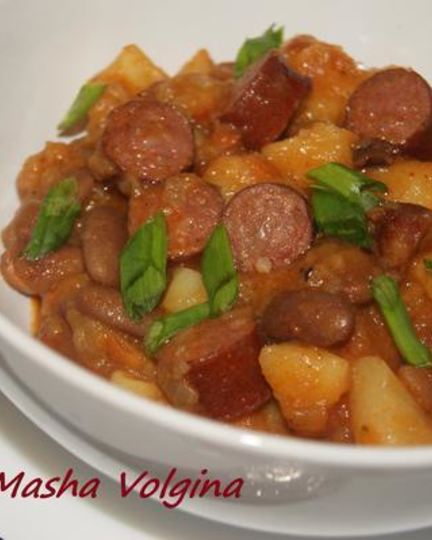 Рецепт картофеля с охотничьими колбасками