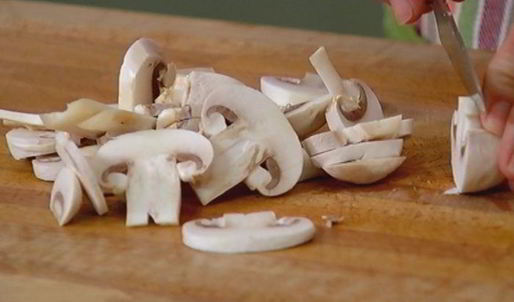 рис с горгонзолой, шампиньонами и шпинатом