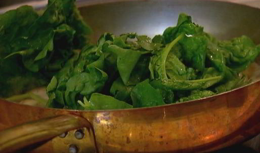 рис с горгонзолой, шампиньонами и шпинатом