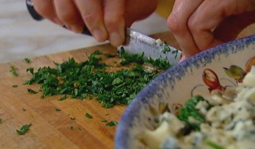 рис с горгонзолой, шампиньонами и шпинатом