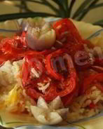 Рис с помидорами под шубой