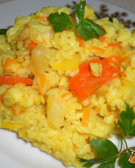 Рецепт риса с яблоками и куркумой