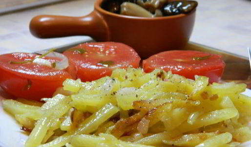 жареная картошка с салом