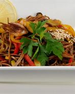 Гречневая лапша с морепродуктами