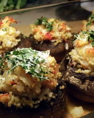 Фаршированные шампиньоны с креветками