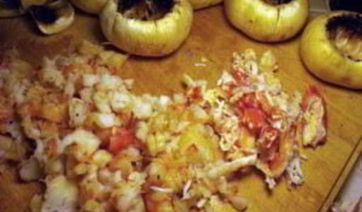 фаршированные шампиньоны с креветками