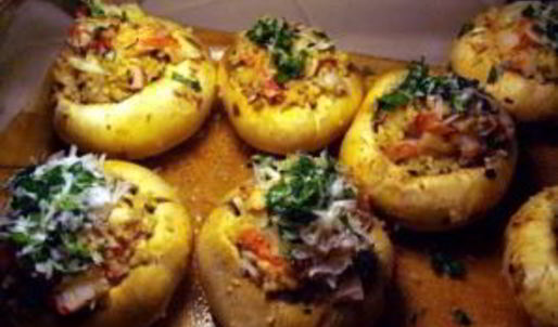 фаршированные шампиньоны с креветками