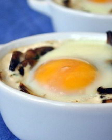 Рецепт грибов в сливках, запеченые с яйцом