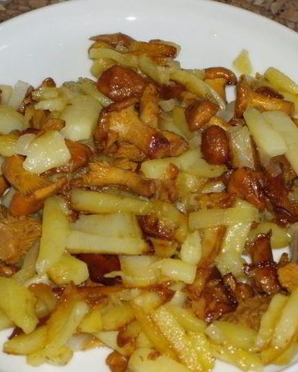 Рецепт лисичек, жареных с картошкой