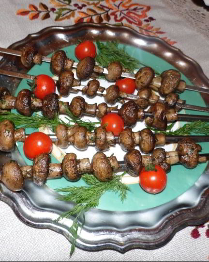 Рецепт шампиньонов на шампурах