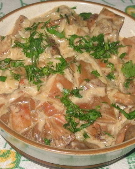 Рецепт тушеных рыжиков