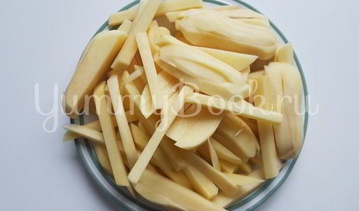 вешенки с жареной картошкой