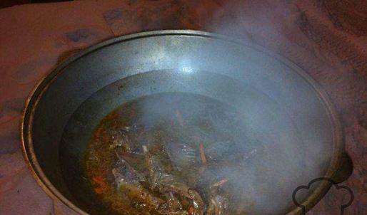 гуляш из гуся в казане на природе