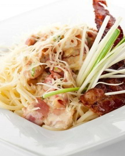 Рецепт лапши с соусом карбоната и сливками