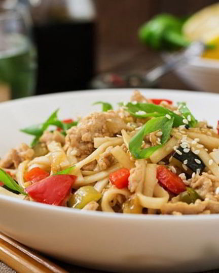 Рецепт лапши удон с овощами и курицей по-японски