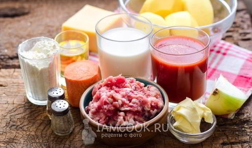 картофельная лазанья с фаршем