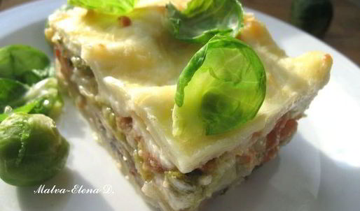 лазанья с брокколи, брюссельской капустой и грибами для гарфилда