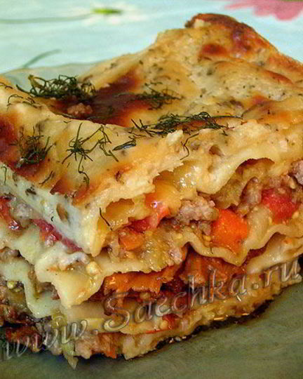 Рецепт лазаний с фаршем и баклажанами