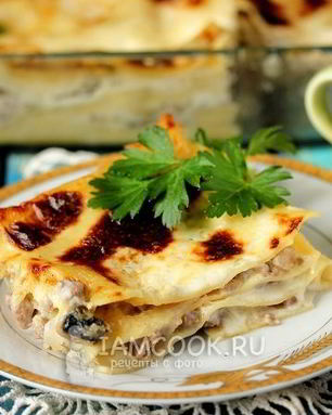 Лазанья с фаршем и грибами