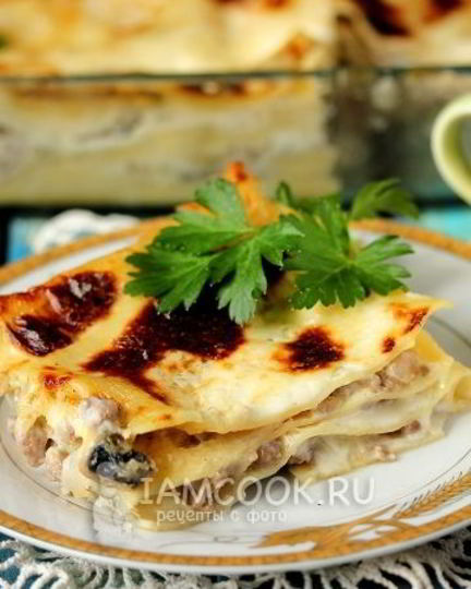 Рецепт лазаний с фаршем и грибами