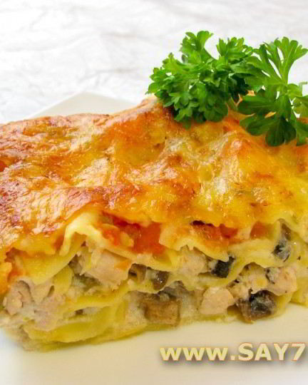 Рецепт лазаний с грибами и куриным филе