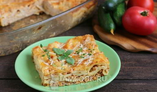 лазанья с куриным фаршем