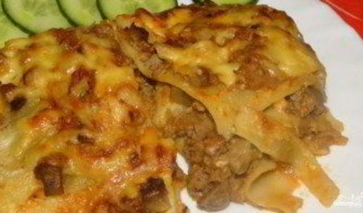 лазанья с мясом и грибами